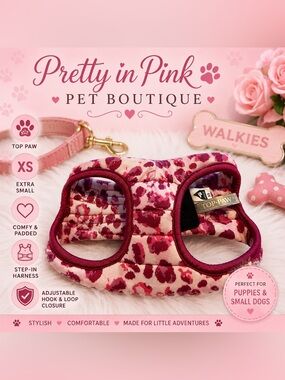 Top Paw Pink Leopard Print Padded Dog Harness Vest Extra Small